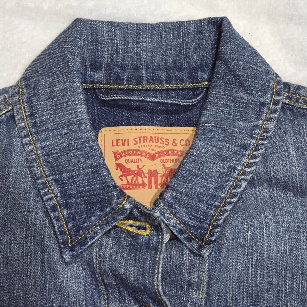 Levi’s ✦ Vintage Blue Sleeveless Denim Vest ✦ Classic Trucker Cotton Layering S - Picture 7 of 13
